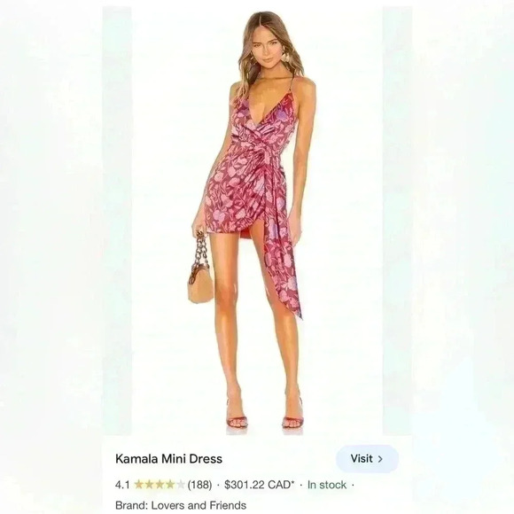 New Revolve  Kamala Mini Dress in Red and Lavender Floral Size XXS - Picture 3 of 16